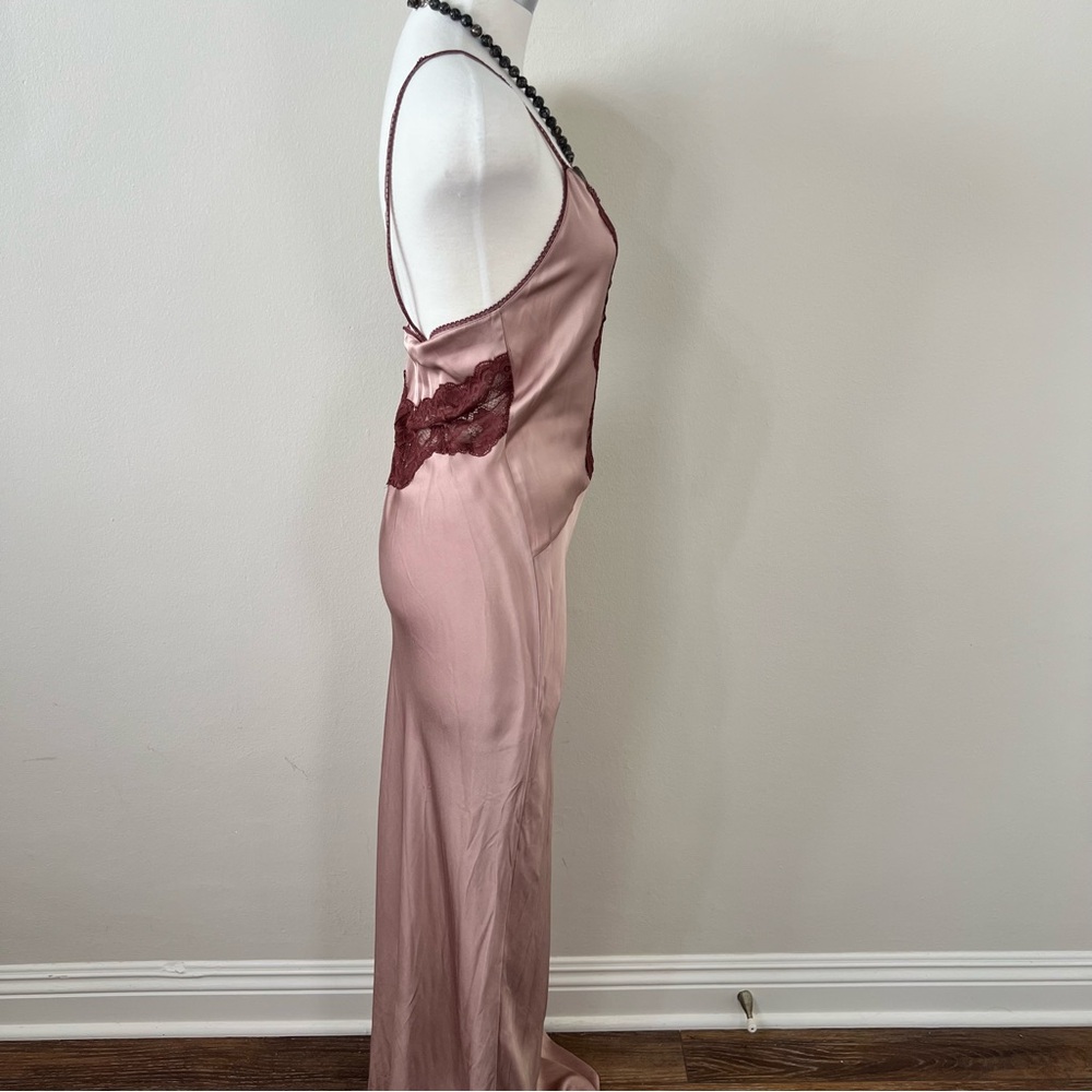 NWT ZARA Satin Style Lace Slip Dress Dusty Rose Deep Red Lace Size S Festival - Picture 5 of 11